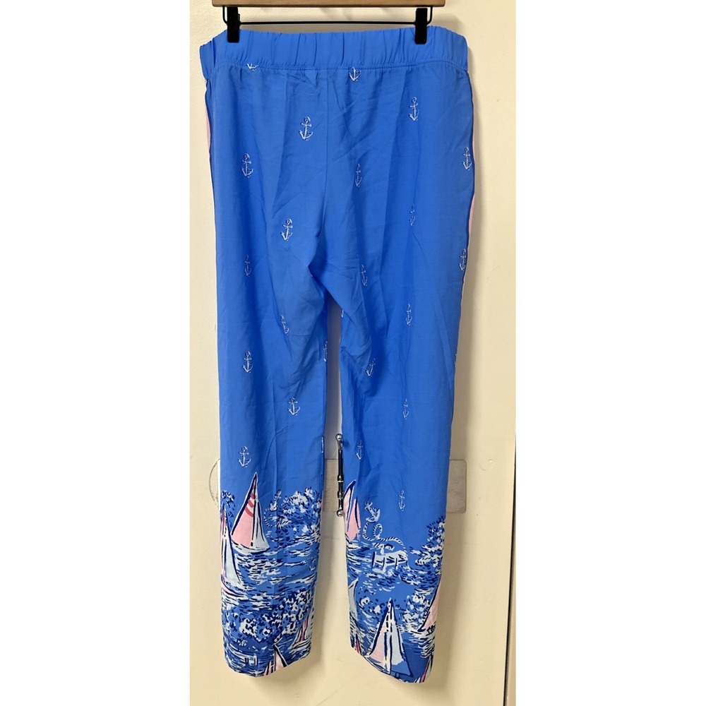 Lilly Pulitzer Size XL Bal Harbour Palazzo Pants Lunar Blue A Lil Nauti Engineer - Picture 5 of 13